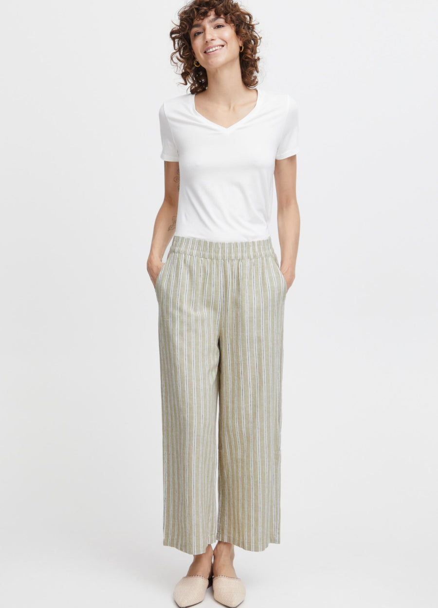 B.young Byfalakka Crop Pants tea striped mix beige, Culotte, Hose