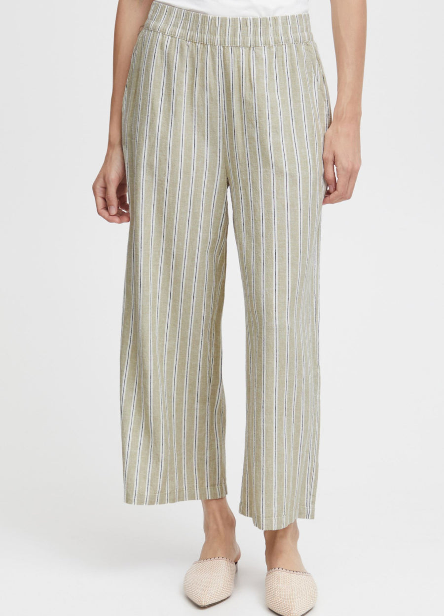 B.young Byfalakka Crop Pants tea striped mix beige, Culotte, Hose