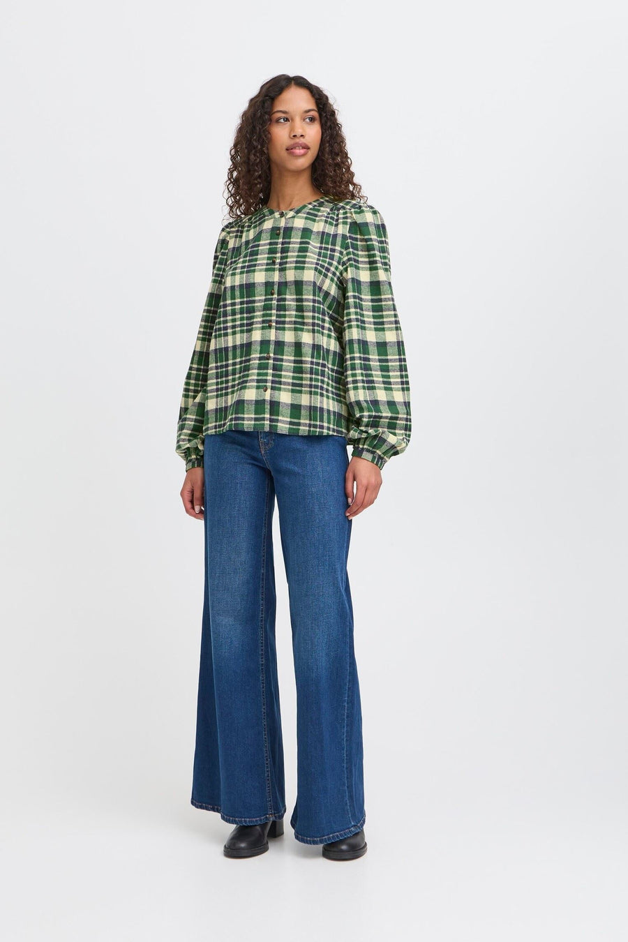 ICHI IHtamanna Bluse pineneedle check