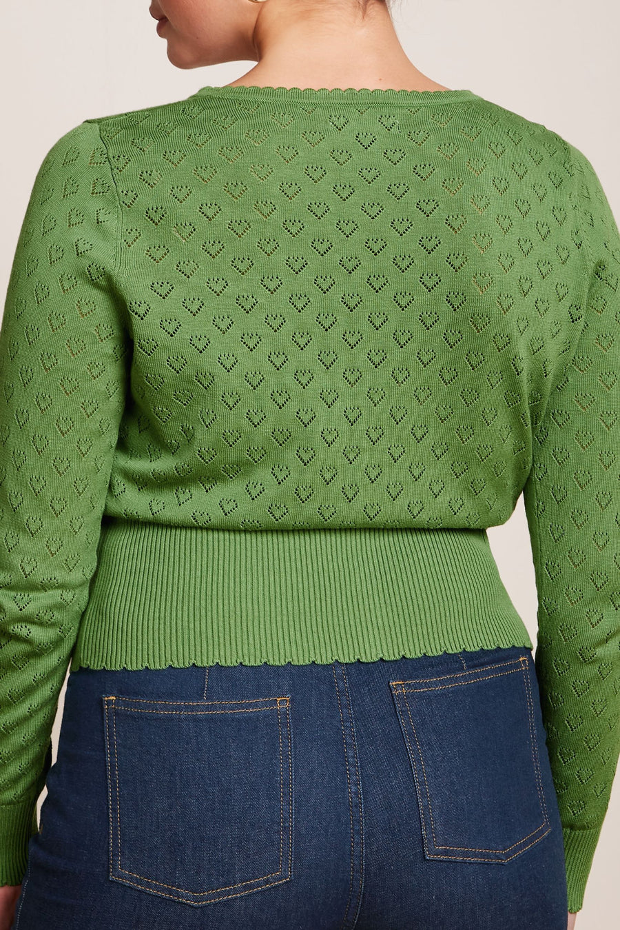King Louie Cardigan V Heart, grüne Strickjacke, jade green