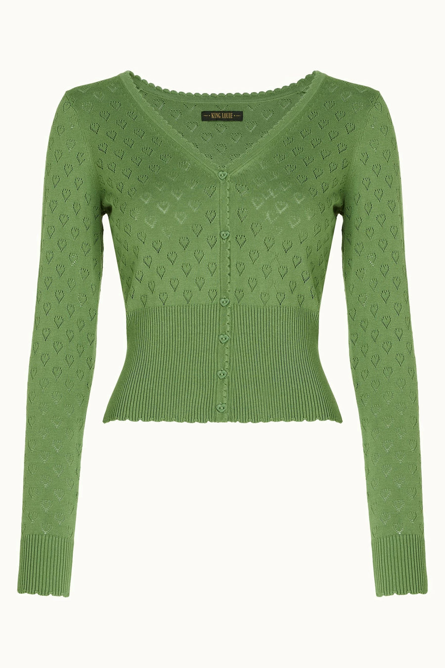 King Louie Cardigan V Heart, grüne Strickjacke, jade green