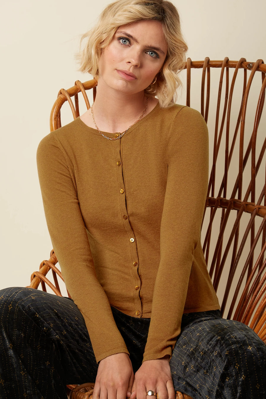 King Louie Cardi Roundneck Cocoon Maple Orange, Strickjacke