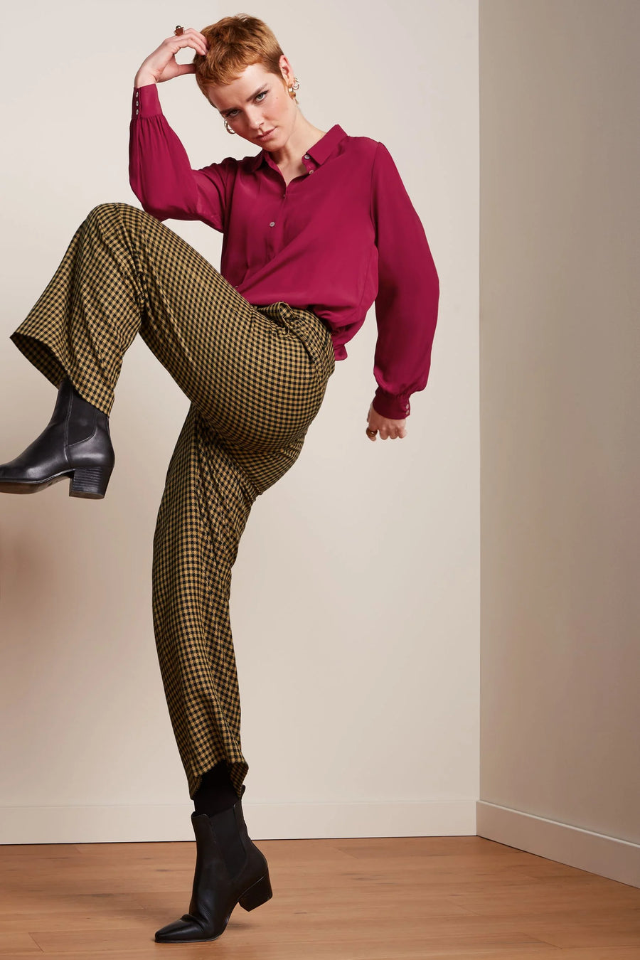 King Louie Federica Pants Norman Check biscotti, braun schwarz