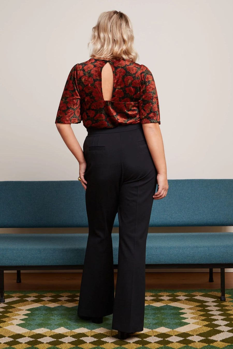 King Louie Marcie Flared Trousers Stoffhose mit Schlag, Aurora black