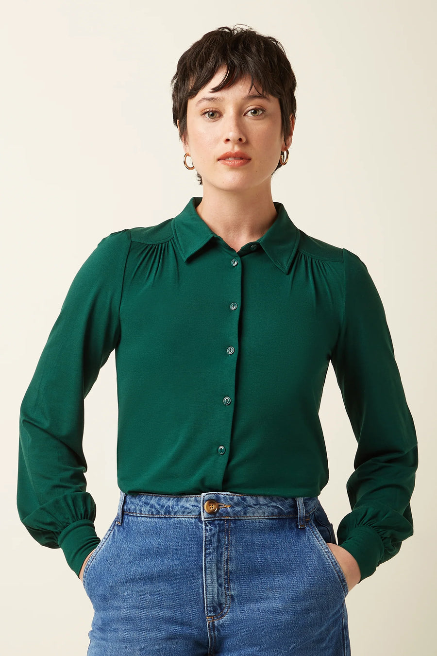 King Louie Carina Blouse Viscose-Light, botanical green, Bluse