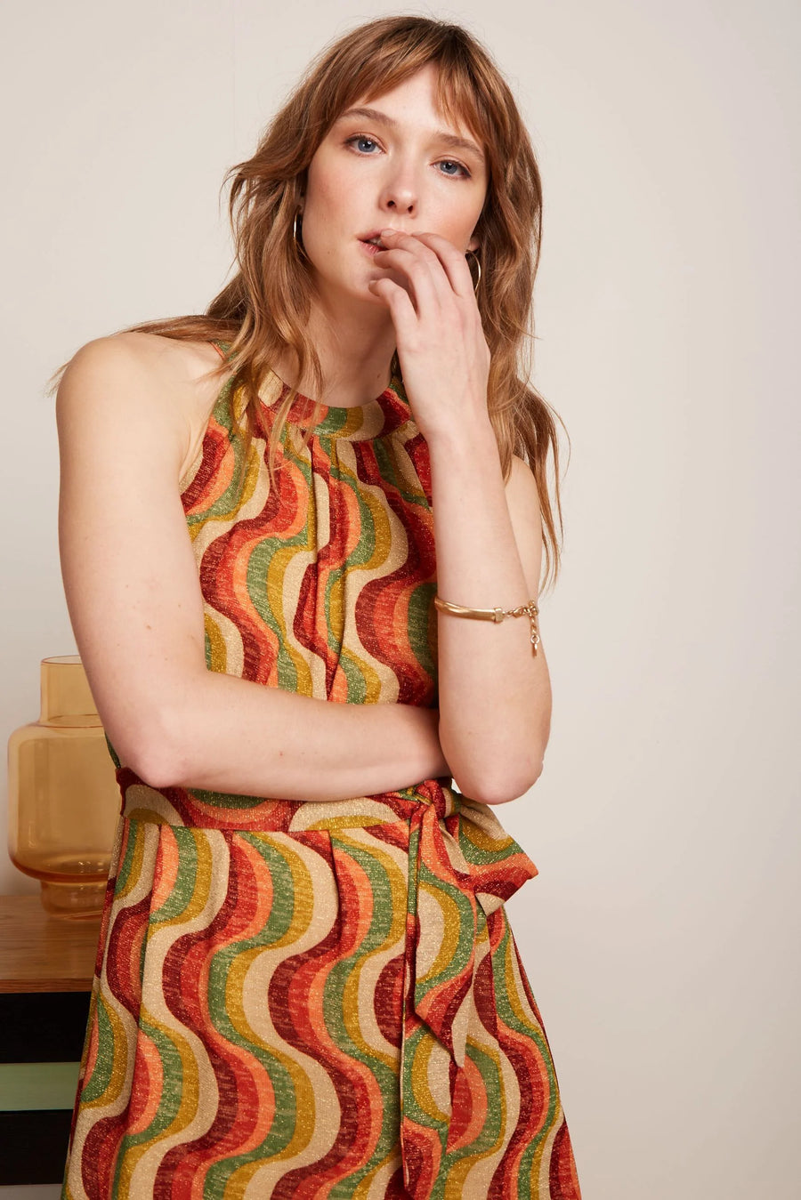 King Louie Kleid Virna Midi Dress Jiggy, ribbon red