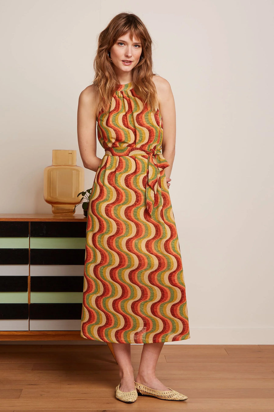 King Louie Kleid Virna Midi Dress Jiggy, ribbon red