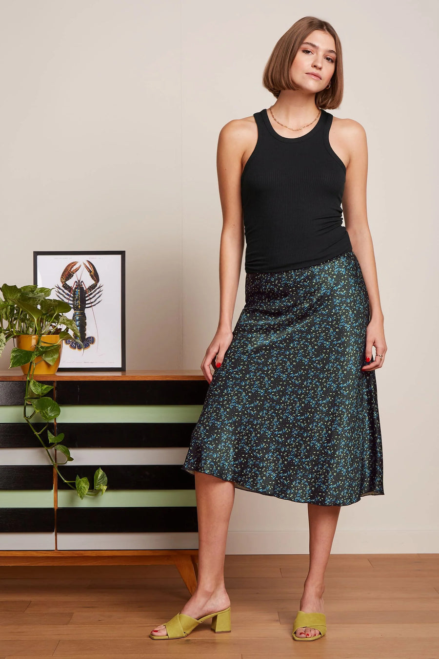 King Louie Rock, Bibi Skirt Armoir, Black mit Blumen