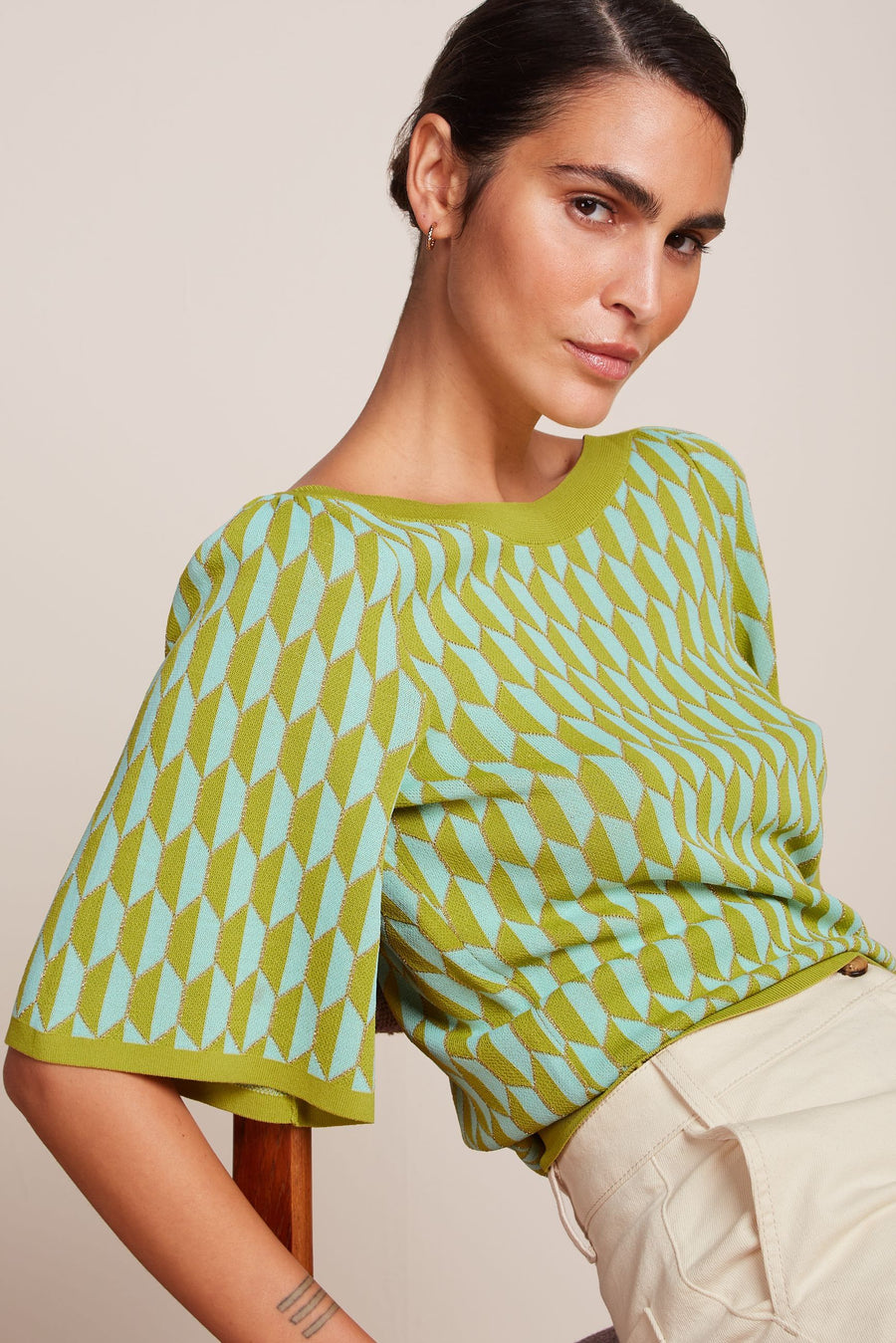 King Louie Ivy Top Wide Sleeve Dune Spring Yellow