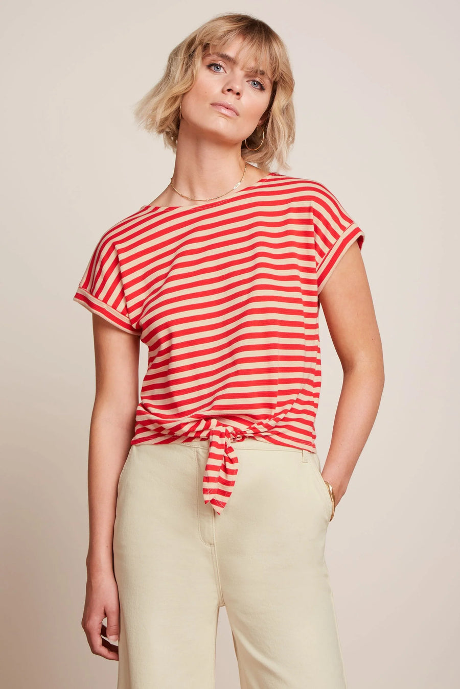 King Louie Aria Knot Top Chopito Stripe, fire red