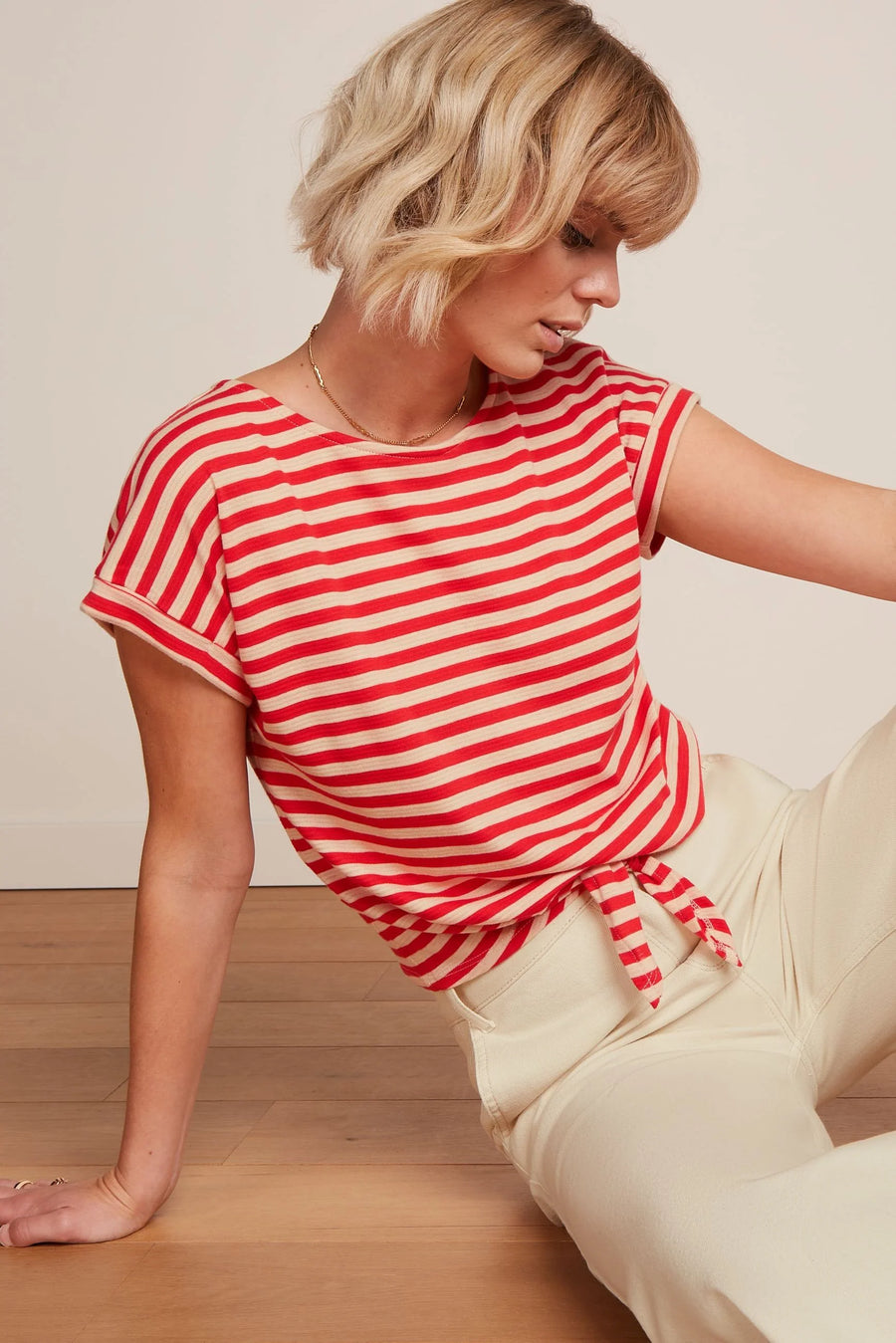 King Louie Aria Knot Top Chopito Stripe, fire red