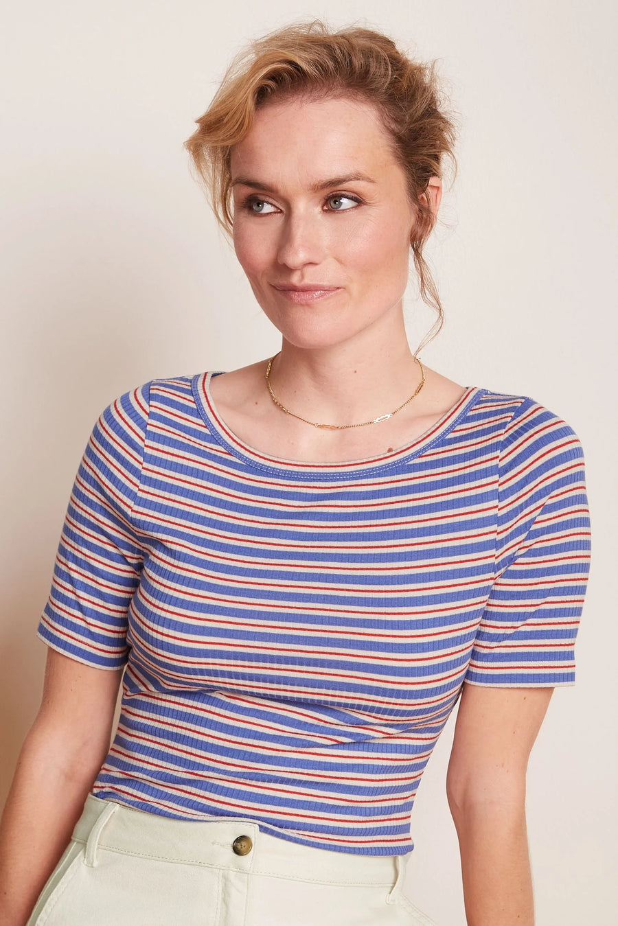 King Louie Lili Tee Surf Stripe, baja blue