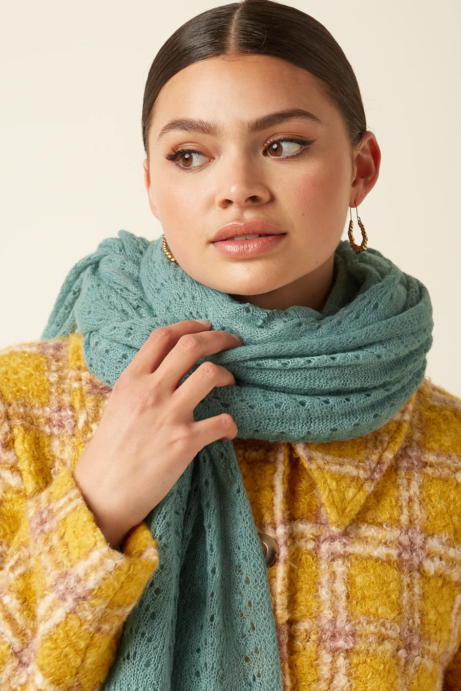 King Louie Ajour Carre Scarf, silver green, Schal