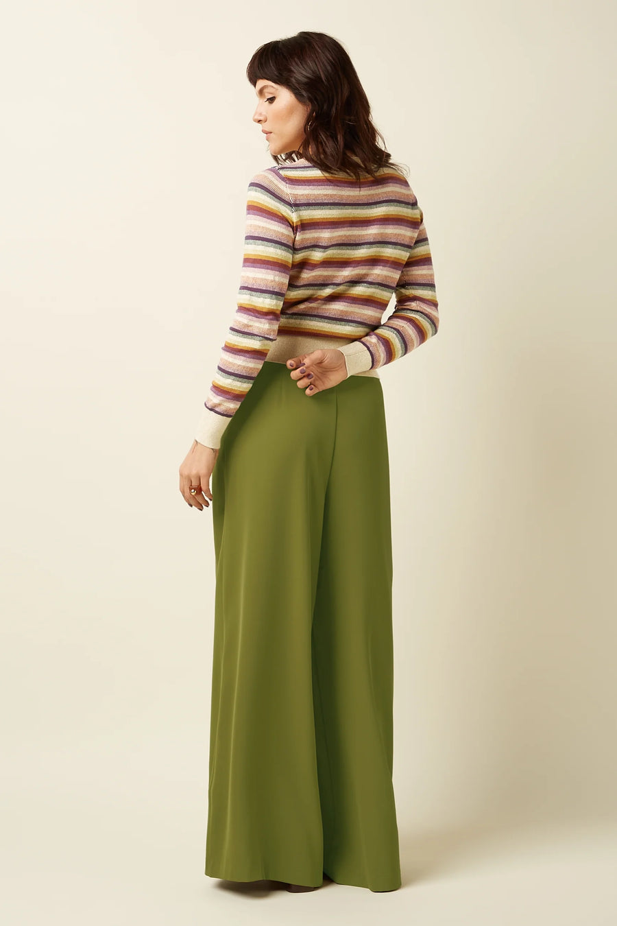 King Louie Agnes Top Mercury cream bunt gestreift mit Gitzer, Pullover