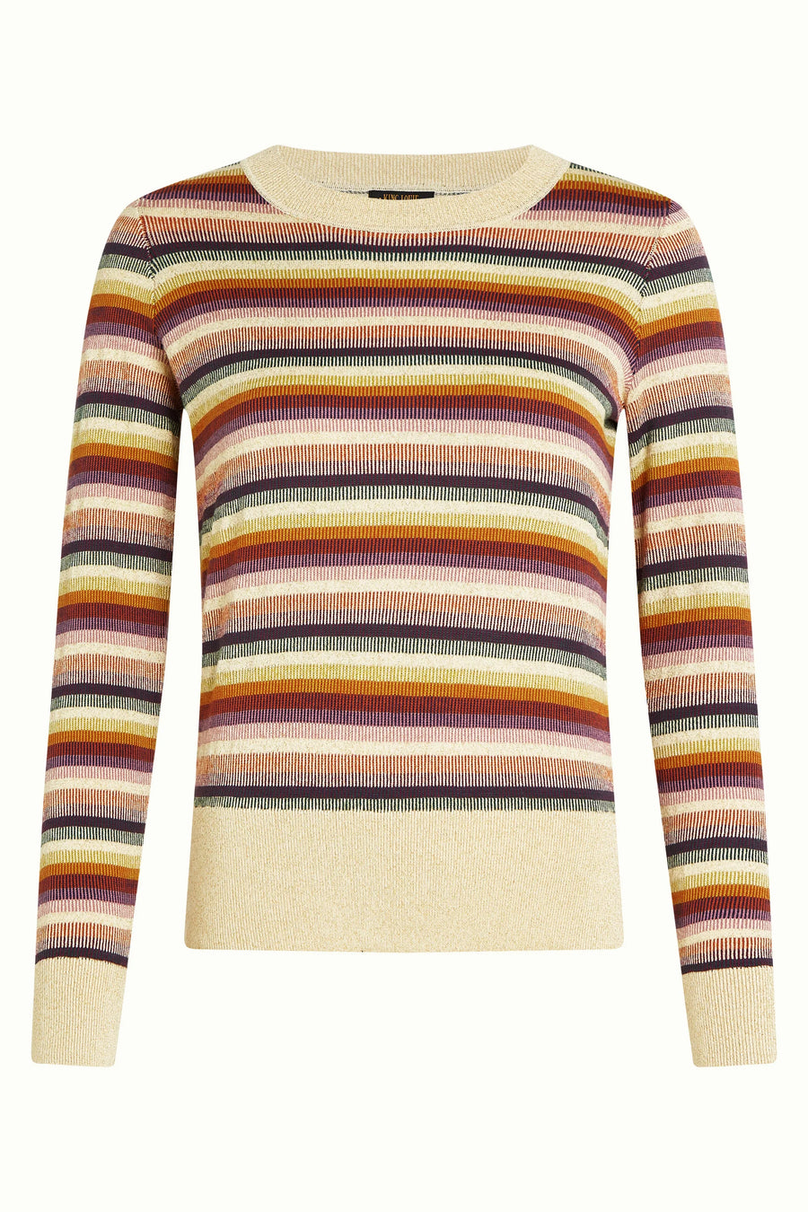 King Louie Agnes Top Mercury cream bunt gestreift mit Gitzer, Pullover