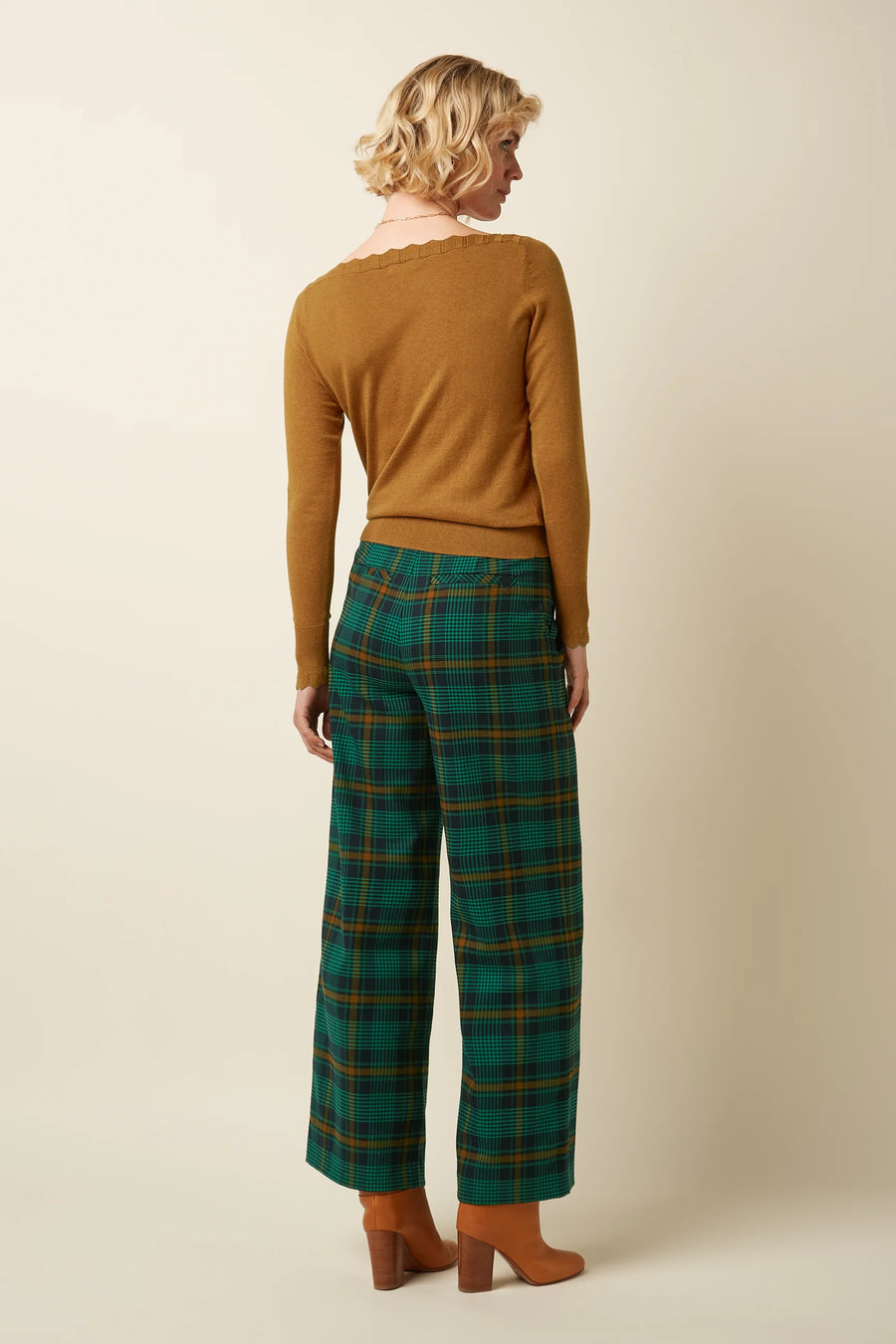 King Louie Rosa Pants Leeds Check Evening Blue, Hose kariert