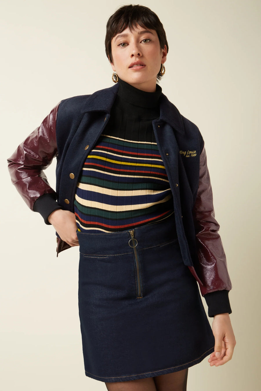 King Louie Olivia Zip Skirt Walker Denim Indigo Blue Jeansrock