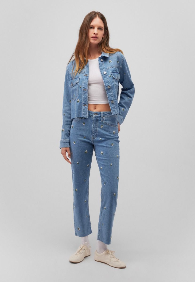 Mavi New York Jeans Mid Flower Denim, mit Stickereien