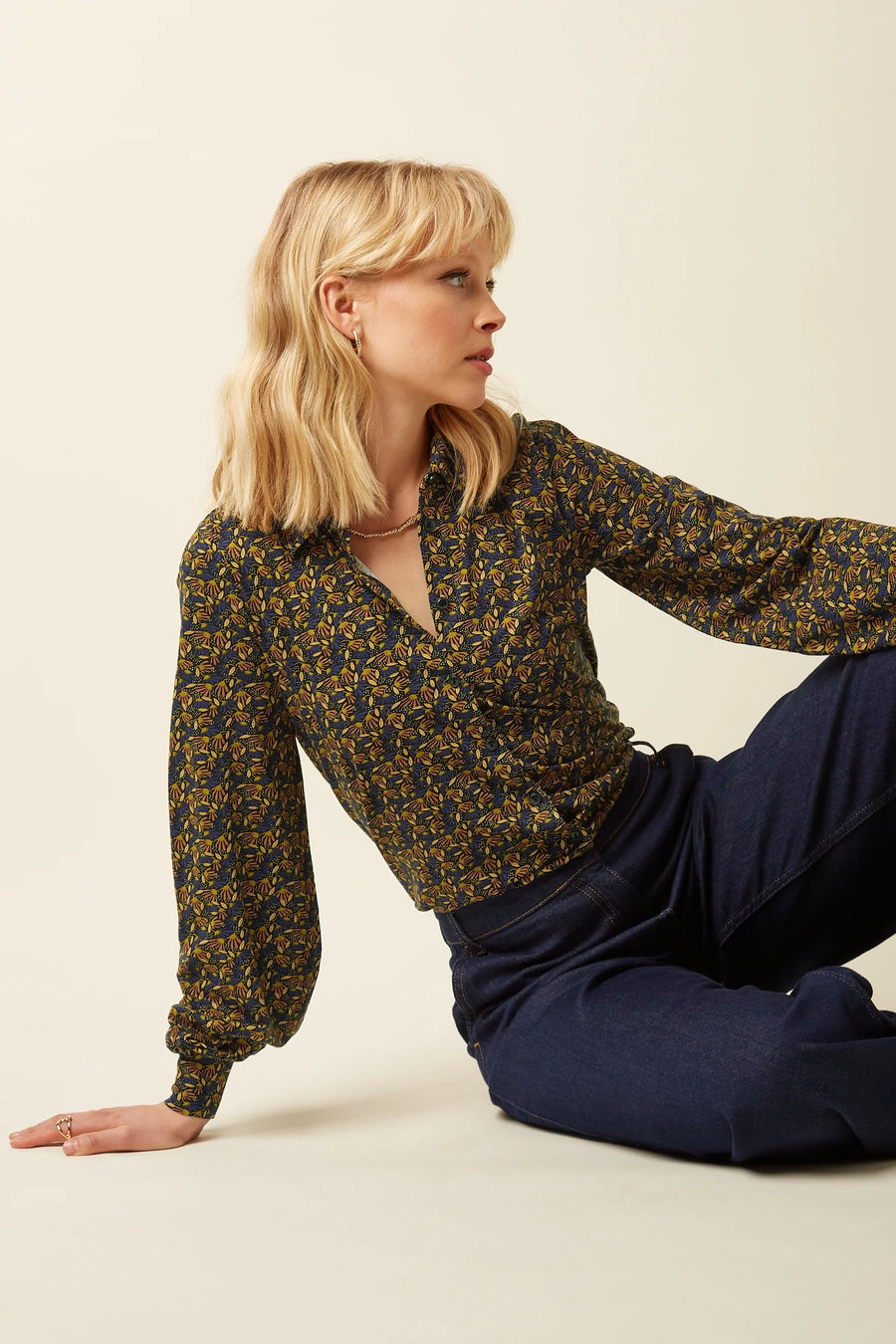 King Louie Maisie Blouse Mirth Jersey, Rhodonite Blue