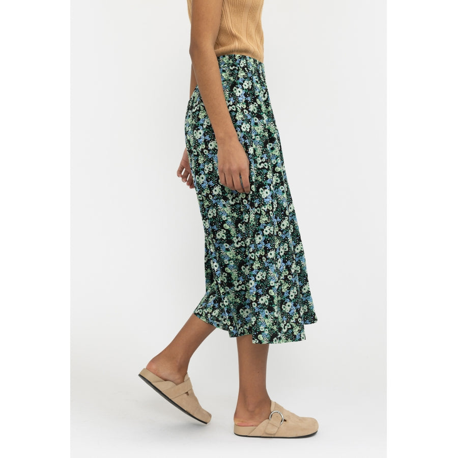Soft Rebels SRAyla Midi-Skirt flowers black print green