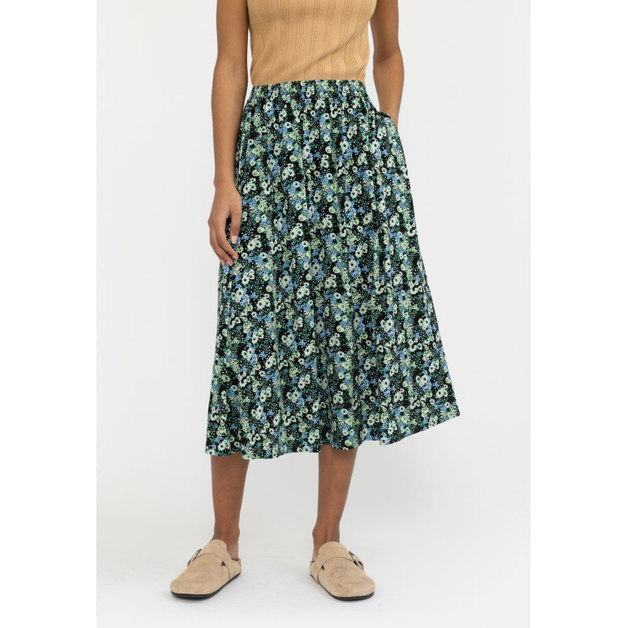 Soft Rebels SRAyla Midi-Skirt flowers black print green