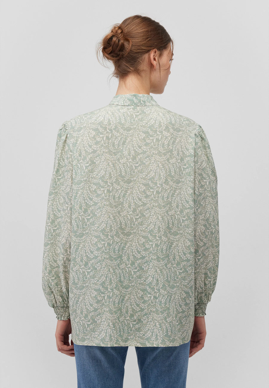 Mavi Bluse sage green floral, Langarm