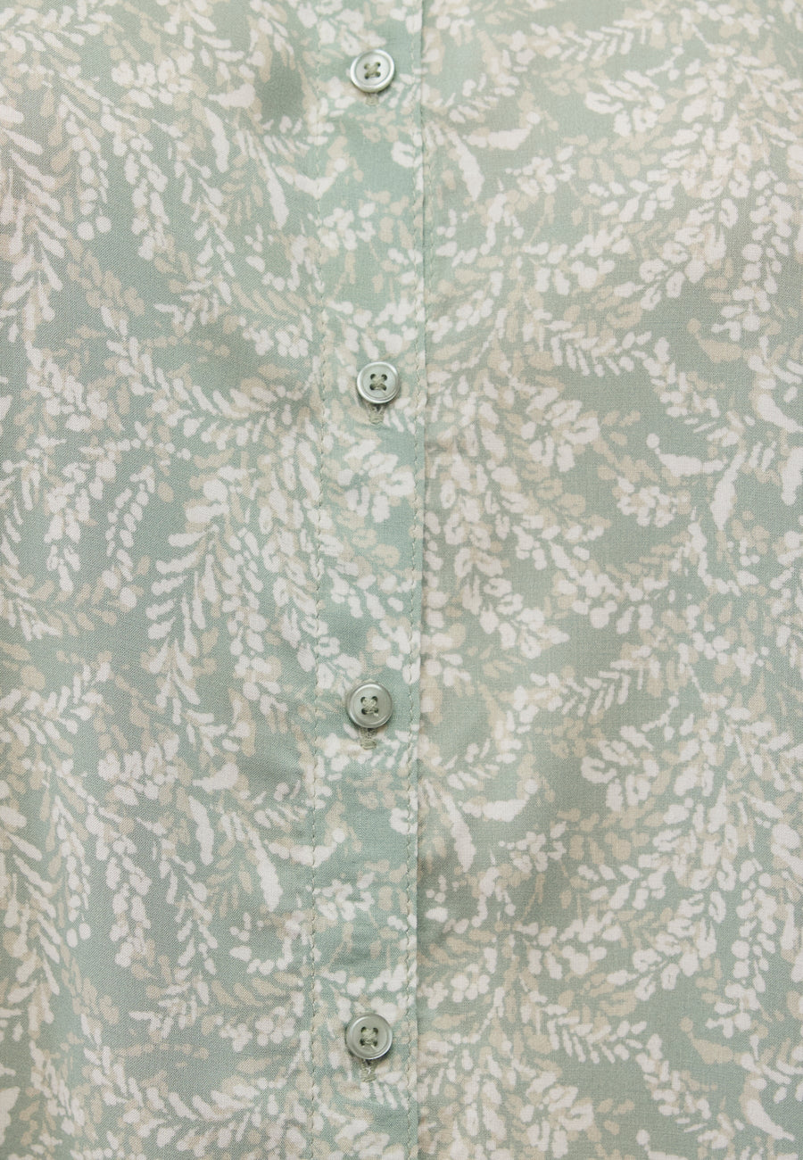 Mavi Bluse sage green floral, Langarm