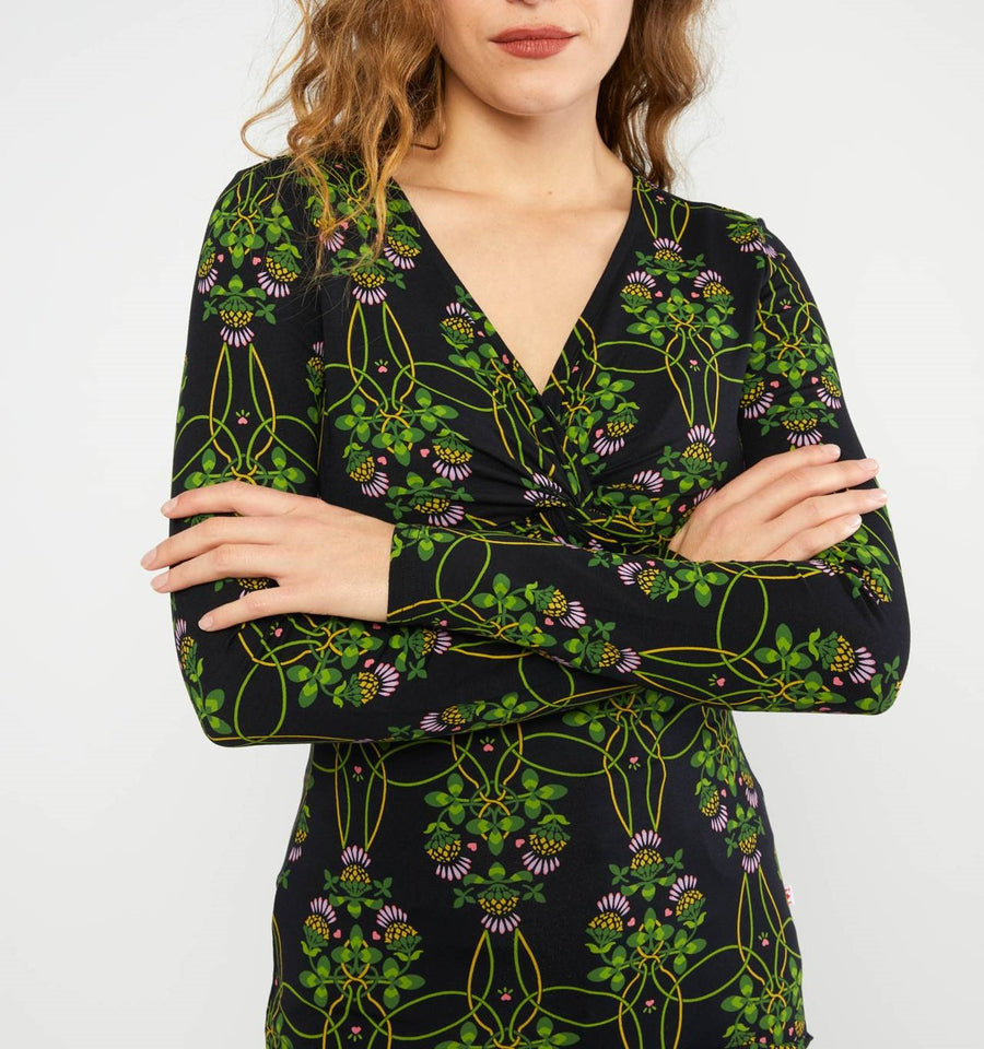 Blutsgeschwister Shirt Hot Knot Lacy thristle hood, Langarmshirt grün schwarz