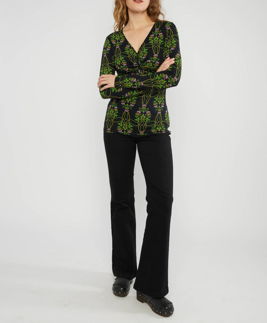 Blutsgeschwister Shirt Hot Knot Lacy thristle hood, Langarmshirt grün schwarz