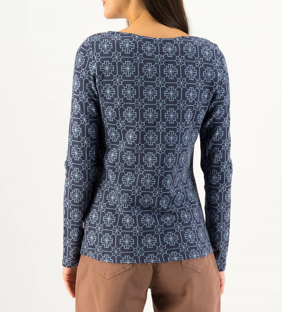Blutsgeschwister Hüpfeherz Langarmshirt Pullover blue mosaic flower