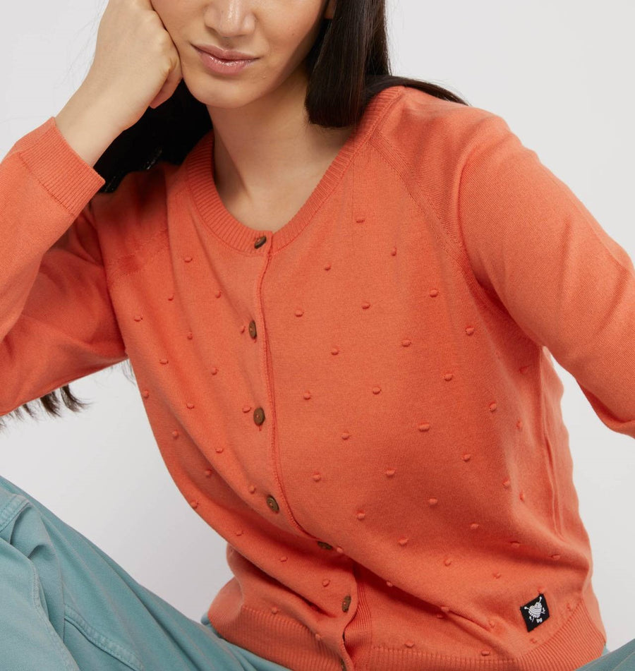 Blutsgeschwister Cardigan Knob Hop Funny Bugs Ochre Knit, orange