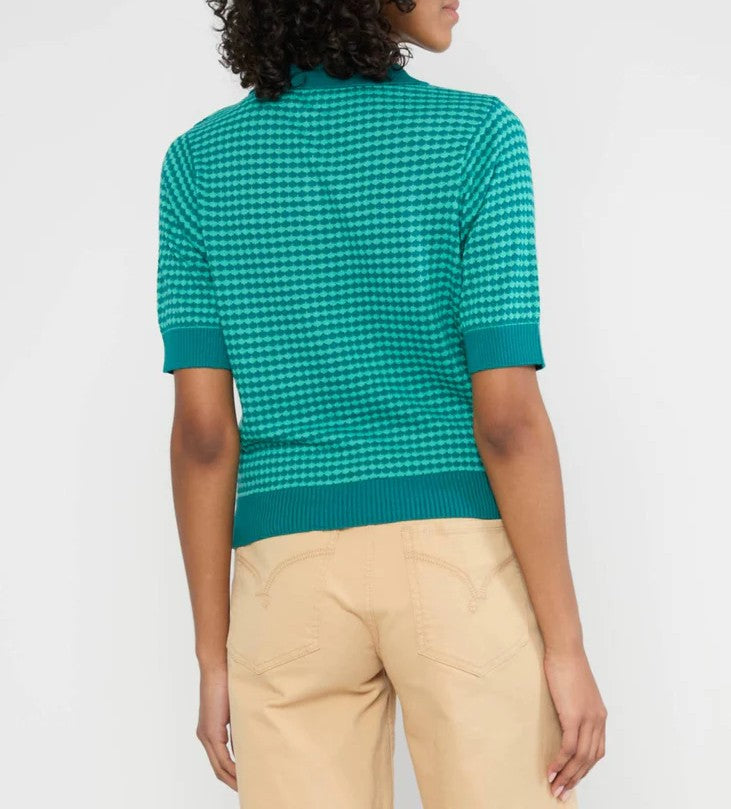 Blutsgeschwister Petite Poloette Kurzarmpulli, mixed dots blue petrol
