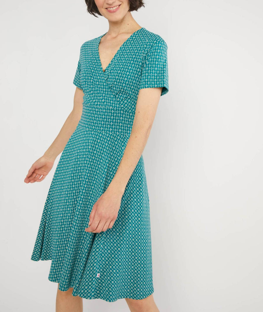 Blutsgeschwister Shalala Tralala Spring dot and dash Kleid petrol