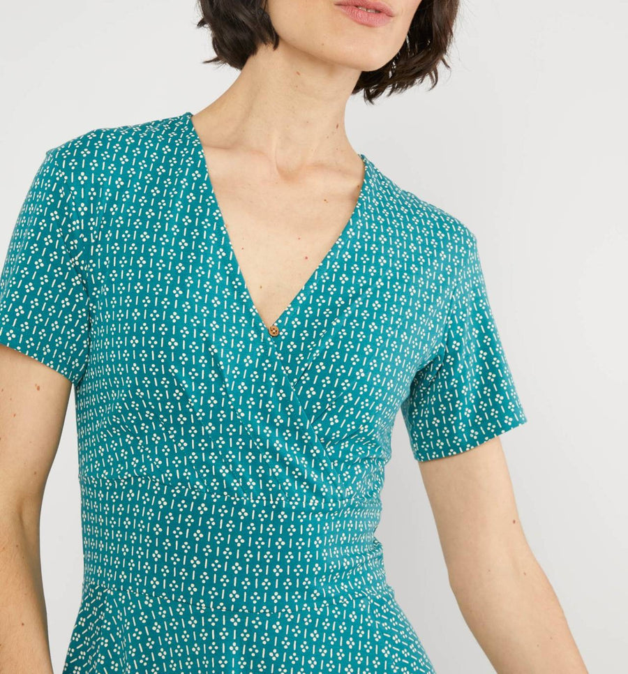 Blutsgeschwister Shalala Tralala Spring dot and dash Kleid petrol