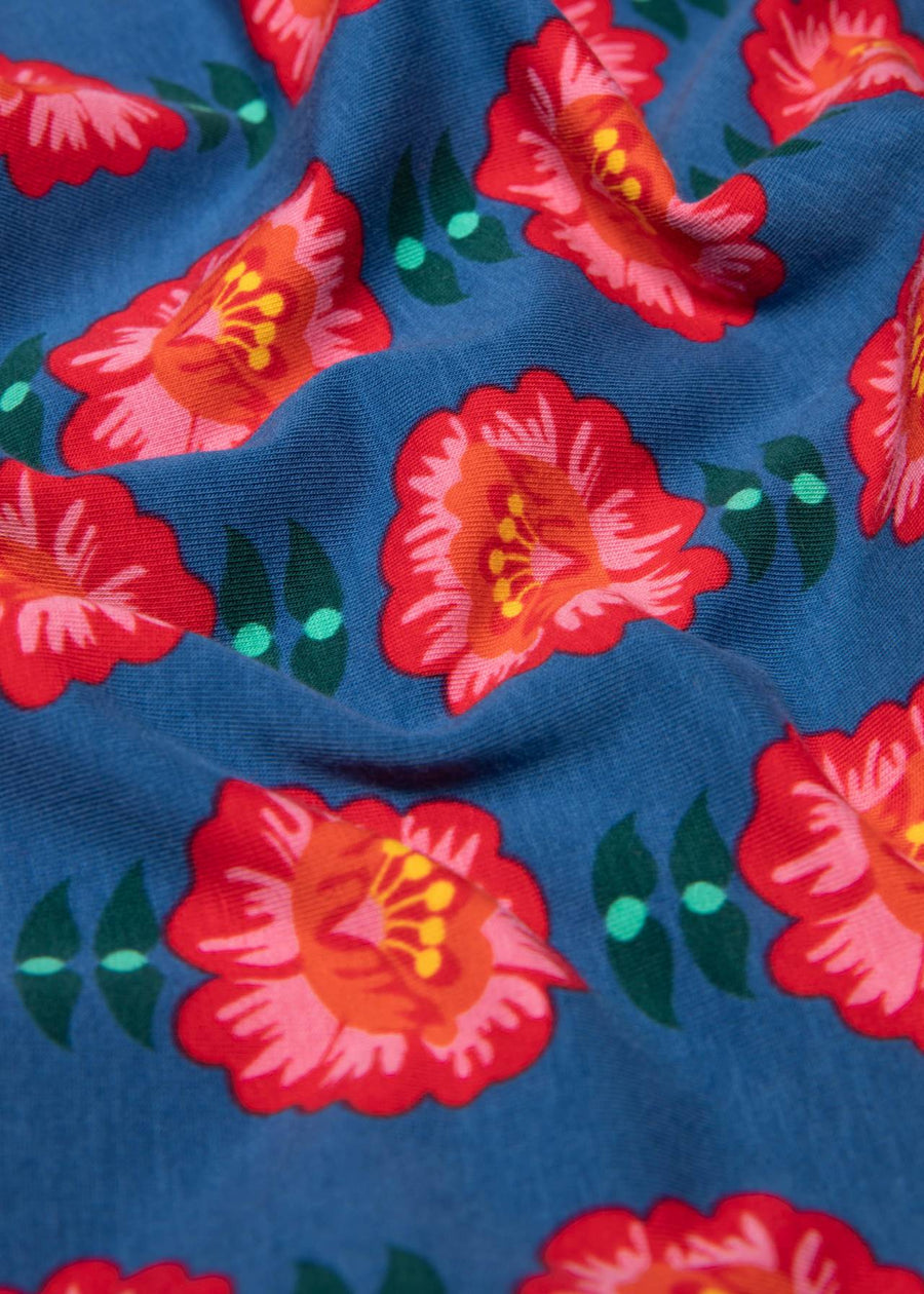 Blutsgeschwister Shirt Honest Heart sweet flaming flower, Langarmshirt blau mit Blumen