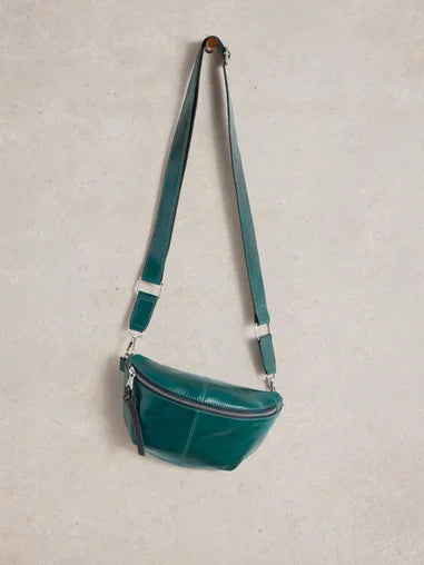 White Stuff Mini Sebby Leather Sling Bag mid teal, Crossbodybag, Handtasche