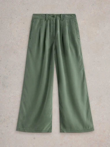 White Stuff Sasha Wide Leg Trouser, weite Hose, Dus Green