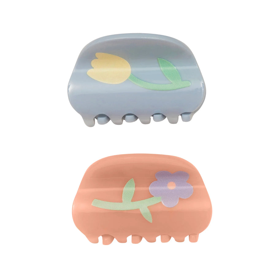 Mimi & Lula Floral Acetate Claw Clips 2er Pack, blau rosa, Haarspangen