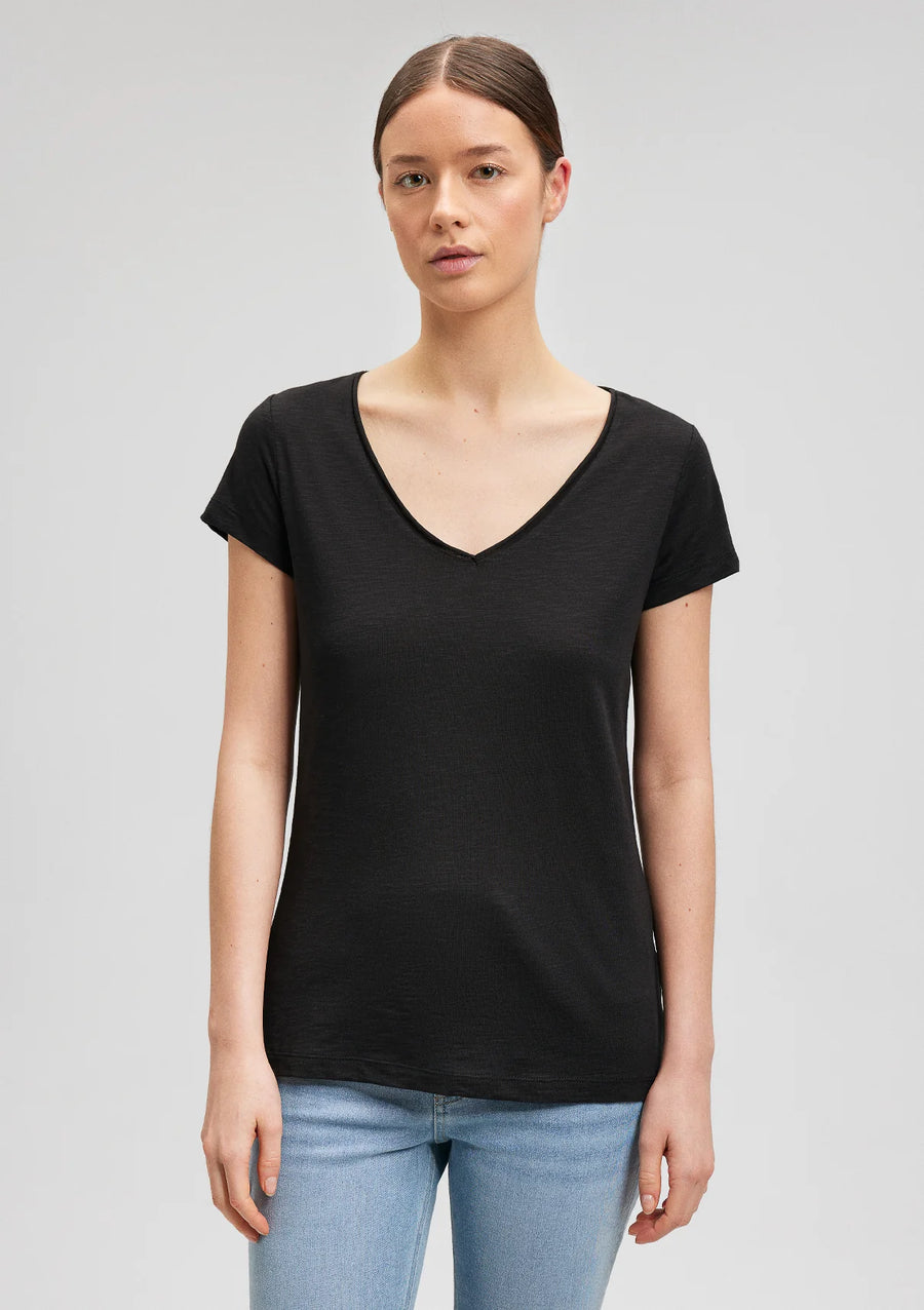 Mavi T-Shirt, V-Neck Modal, black