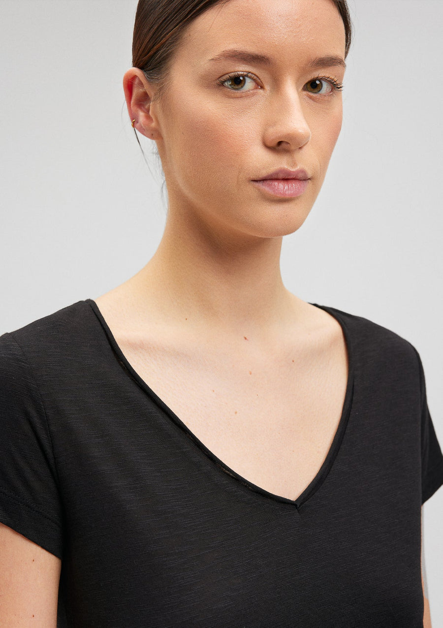 Mavi T-Shirt, V-Neck Modal, black