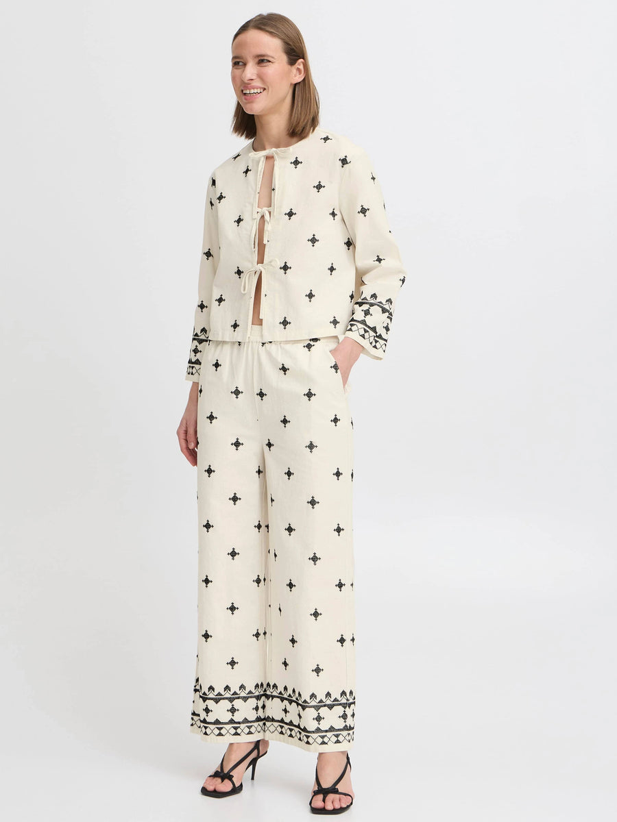 B.young Bydunia Jacke, Bluse zum Binden, birch ethnic mix beige