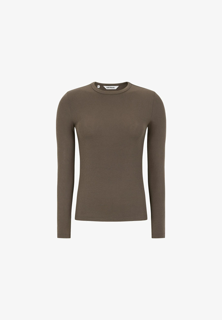Soft Rebels Srfenja O-Neck Langarmshirt coffee quartz