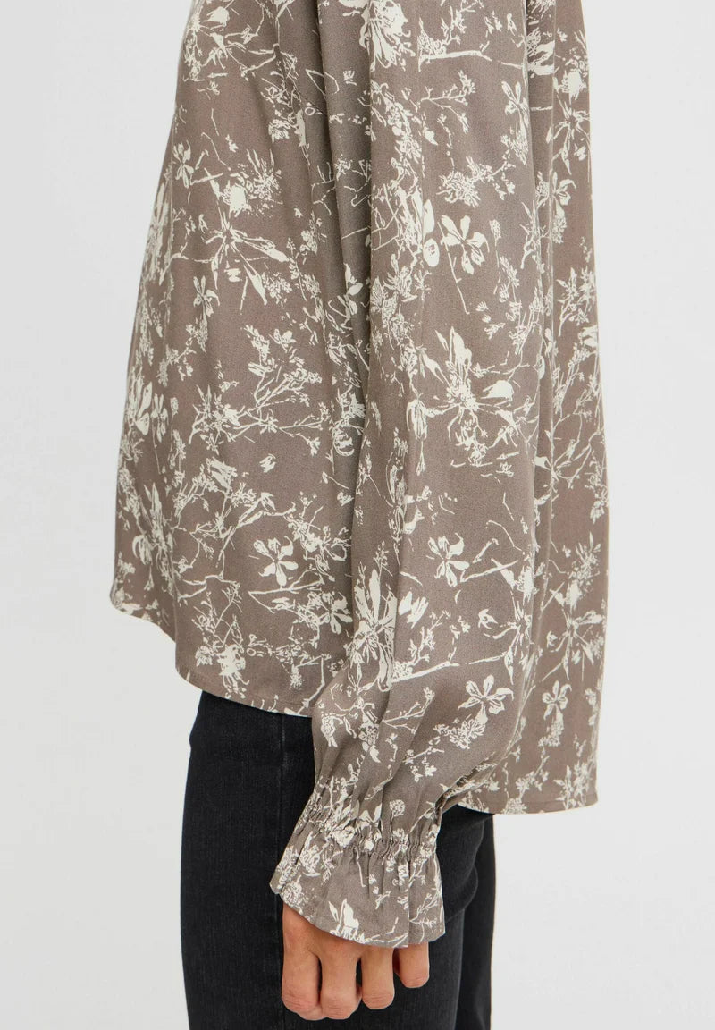 Fransa Frflowy Bluse taupe mit Blumen