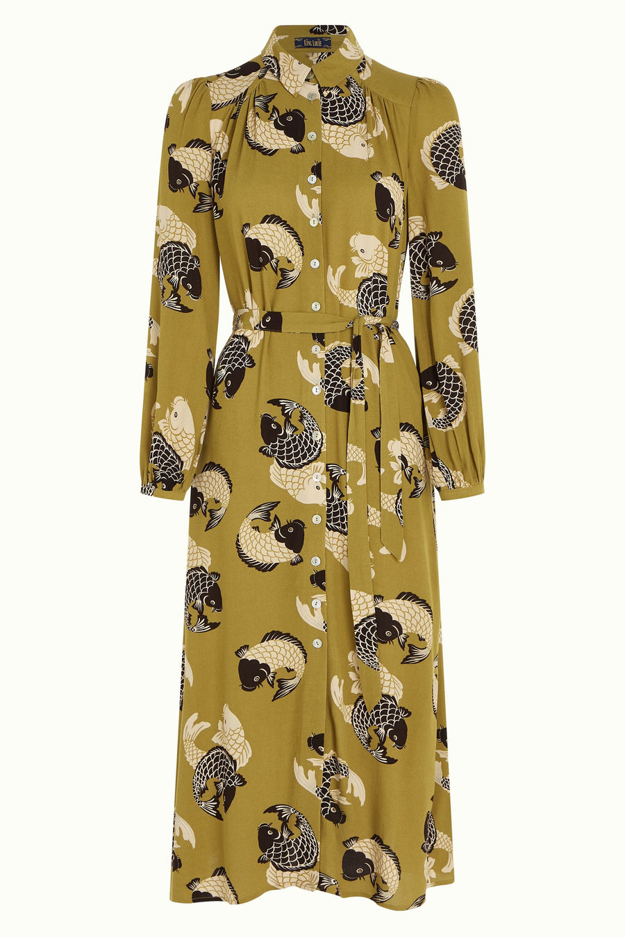King Louie Kleid Carina Koi Charteuse Yellow