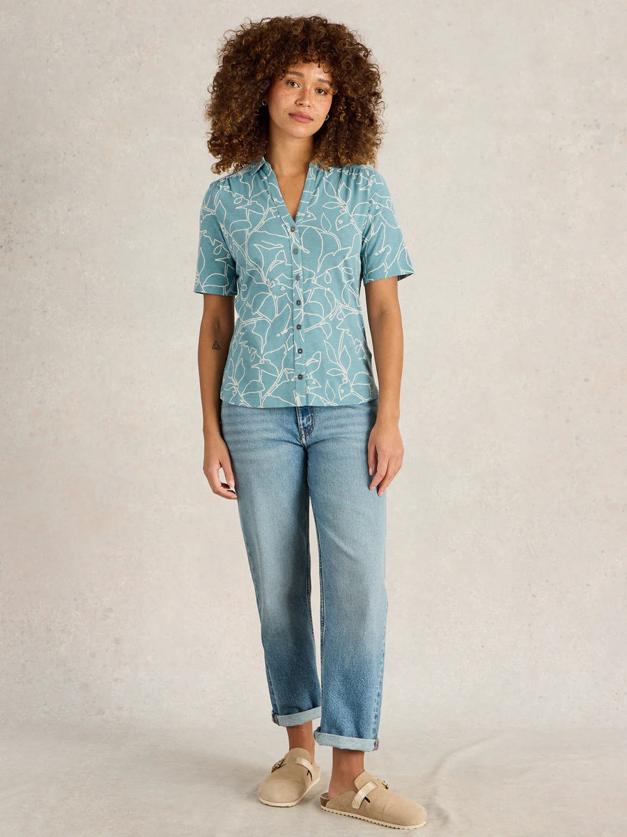 White Stuff Annie Jersey Shirt, Bluse blue print