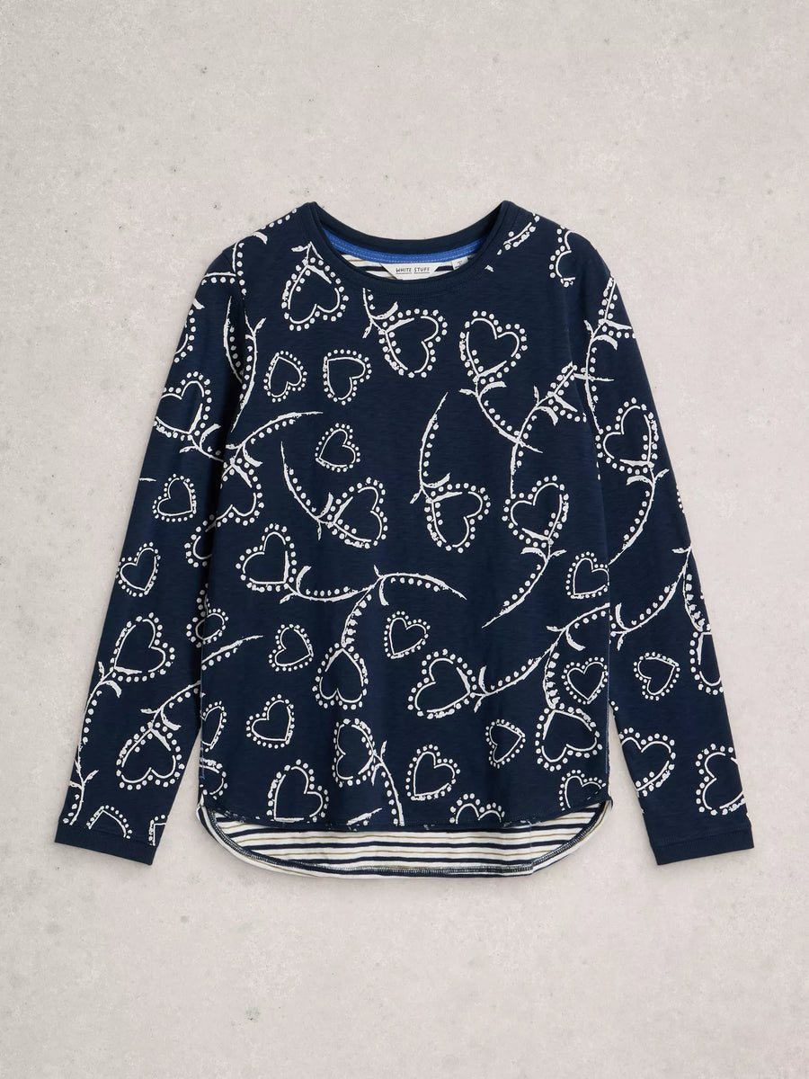 White Stuff Clara Langarmshirt navy mlt mit Herzen