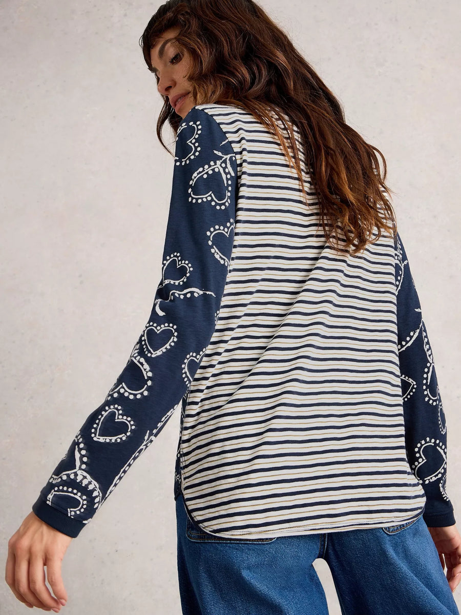 White Stuff Clara Langarmshirt navy mlt mit Herzen