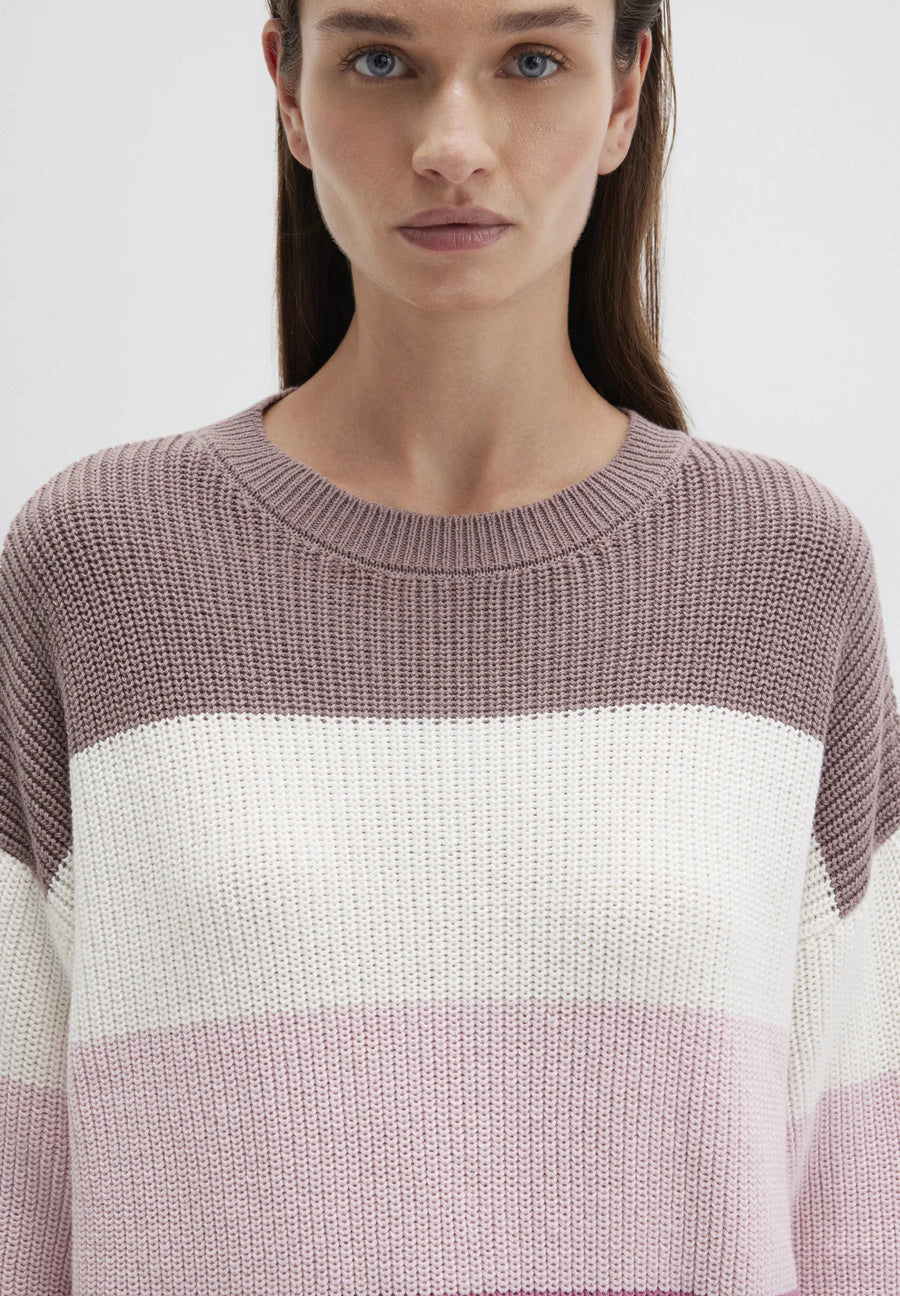 Mavi Strickpullover rosa creme braun Blockstreifen