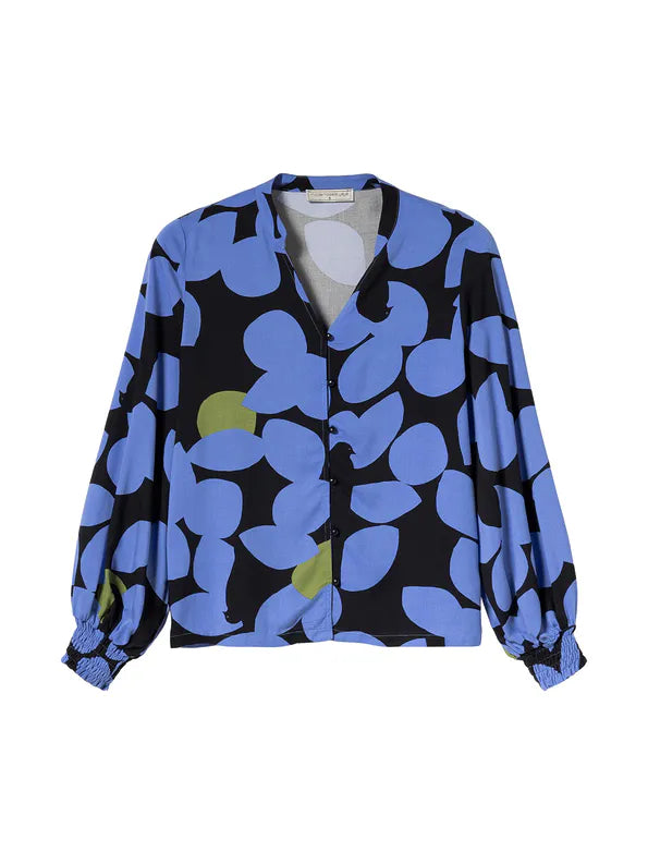 Mademoiselle Yeye Bluse, Bleuet d Eloise Blouse, birds blue black