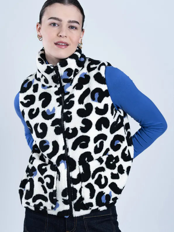 Mademoiselle Yeye Meow wow Vest, Weste blau Leopardenflecken